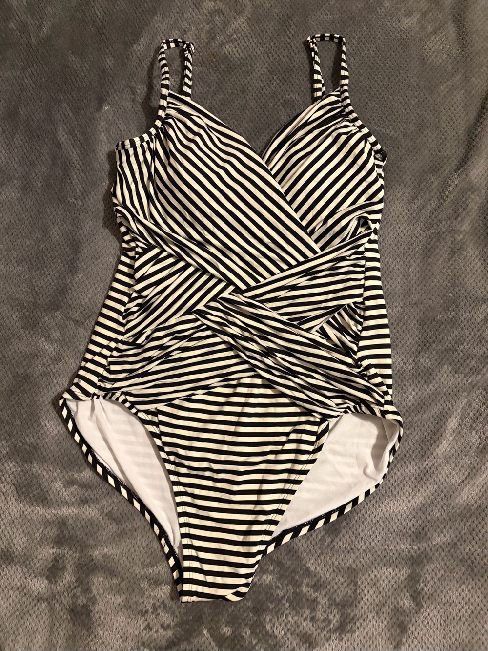 Striped Black & White One-Piece Swimsuit - Women